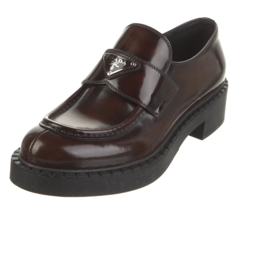 Prada Brown Brushed Leather Penny Loafers - Picture 2 of 5